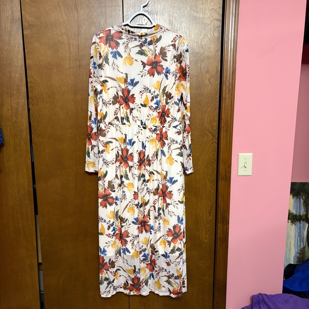 IMAN Global Knit Mesh Ivory Dress w/ Draped Skirt - SIxe: XL - NIP - Picture 5 of 16